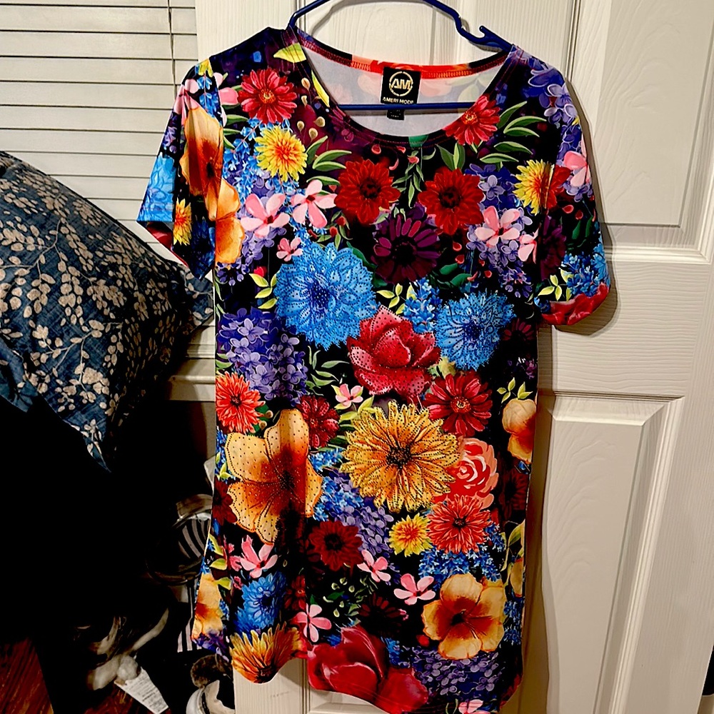 Beaded flower shirt
